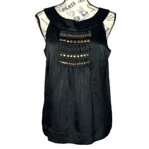 MICHAEL Michael Kors (M) Pleated Back Front Metal Detail Sleeveless Blouse Top